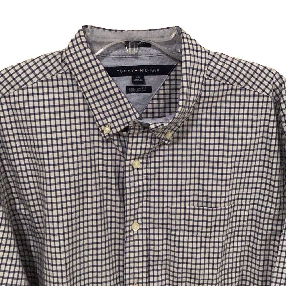 Men’s Shirt, Tommy Hilfiger Mens Shirt, size Large, Blue and White Check, Long S